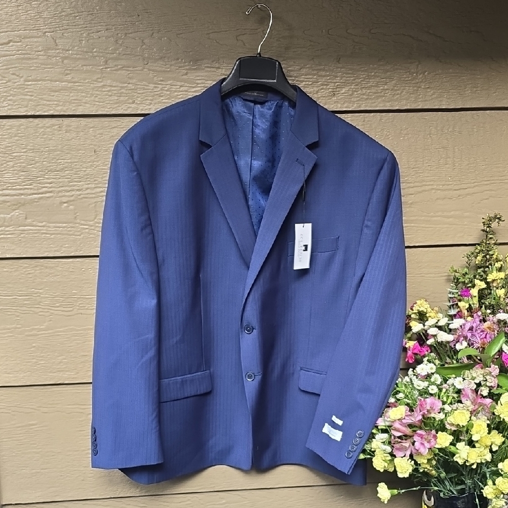 Michael Strahan Collection Blue Wool Blend Sport Coat Blazer 58S NWT